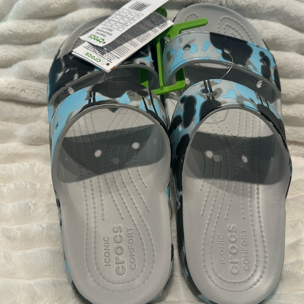 NWT CROCS Iconic Comfort Slippers with Double Straps. M size 9 and W size 11